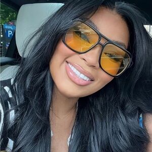 Affordable Fashion Finds Black Frame Sunglasses with Amber Lenses